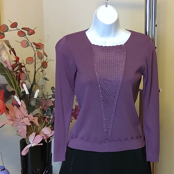 NWT Women’s Light Purple Long Sleeve Crochet Cardigan Fall Winter Sweater M 8 10 - Picture 2 of 6